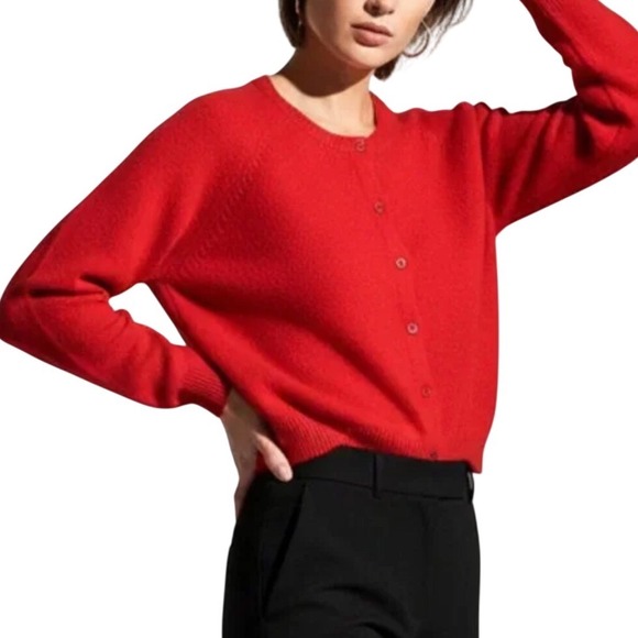 RUMORED Seabrook Cardigan Sweater in Rose Red XL-Classic Preppy - Picture 2 of 6